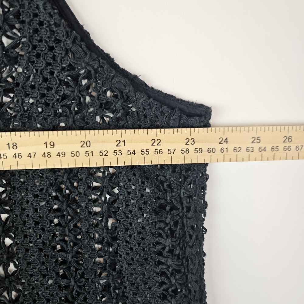 F&F Black Cotton Crochet Dress XL Sleeveless Openweave Sheer Dress Side Slits - Picture 9 of 10